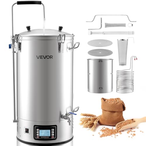 VEVOR Beer Brewing Equipment, 16 Gal/60L Beer Maker with Anti-Burn Pump and Wort Chiller,3000W All-in-One Home Brewing Kit with Digital Control, Recipe Memory & Timer, Removable mesh strainer - size: 16 Gal