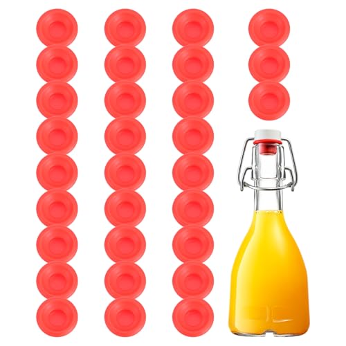 Generic Silicone Rubber Gaskets Washer, 30 Pcs Leak-Proof Seal Gasket Replacements for Swing Flip Bottle Hat Shaped Swing Top Washers Home Brew Beer Soda Bottle Sealing Full Cover