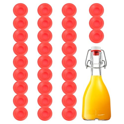 Generic Silicone Rubber Gaskets Washer, 30 Pcs Leak-Proof Seal Gasket Replacements for Swing Flip Bottle Hat Shaped Swing Top Washers Home Brew Beer Soda Bottle Sealing Full Cover