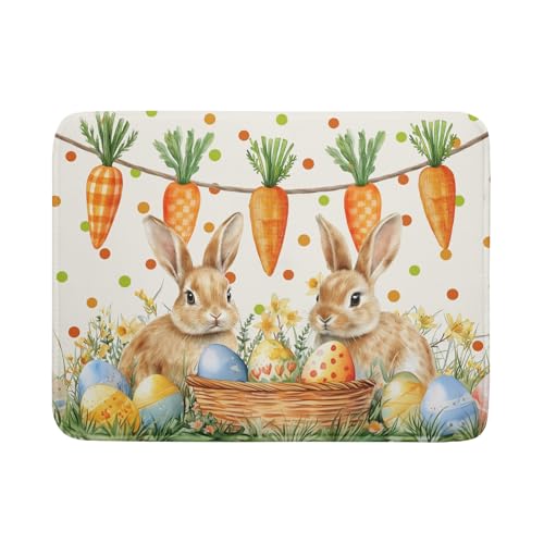Giwawa Easter Bunny Dish Drying Mat Eggs Carrot Dishes Drainer Pad Absorbent Reversible Dish Rack Mat Protector for Kitchen Countertop 18x24 Inch - color: Easter Bunny Carrot, size: 18" x 24"