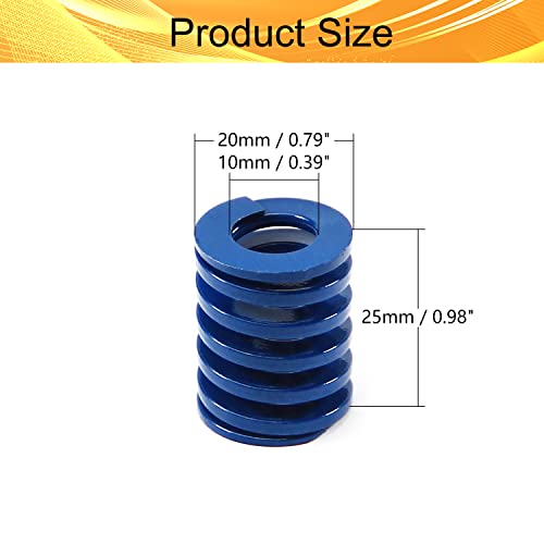 Heyiarbeit 20mm OD 10mm ID 25mm Long Spring Steel Spiral Stamping Light Load Compression Mould Die Spring for 3D Printer Blue 2Pcs - color: Blue, size: TL-20-10-25
