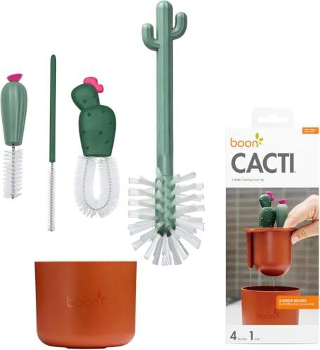 Boon Cacti Bottle Cleaning Brush Set,Terracotta,4 Piece Set,(Pack of 12) - size: 4 Piece Set (Pack of 12), style: Terracotta Set