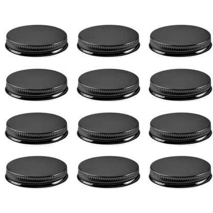 Metal Growler Caps For 1-Gallon & 1/2-Gal Sized Glass Growler Jugs - 1.5" (38mm) Dia, Made in USA - Beer/Kombucha/Homebrew Bottle - Food Grade Lid w/Continuous Thread & Plastisol Liner (12, Black) - color: Black
