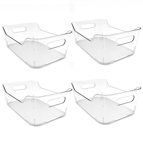 4 Pack Acrylic Pantry Storage Bins, Storage Bins for Cabinets, Clear Bins for Pantry, Cabinets, Organizing, Fridge, Kitchen (7.9” x 5.5” x 3.2”) - color: 4 Pack
