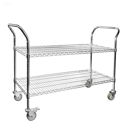 Northsky 2-Shelf Wire Utility Cart on Wheels, Chrome Finish Rolling Metal Shelving with Wheels, 550lb Capacity, 47" x 18" x 38" 47 in x 17.5 in x 38 in, 2 Tier Rolling Cart for Kitchen Bar Storage Use - size: 47" x 18" x 38"