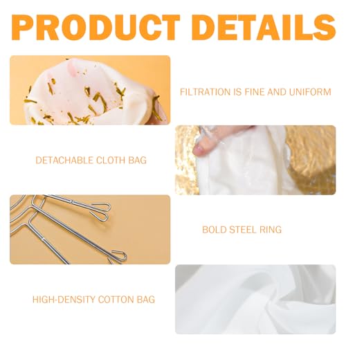 4Pcs Cheese Cloth Bag for Home Straining - Ultra Fine Mesh Nut Milk Bag Strainer with Steel Ring Leak-Proof Kitchen Filter Bags for Home Nut Milk Juice Coffee Yogurt