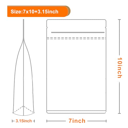 100 PCS Resealable Packaging Bags for Small Business，Kraft Bags With Window Clear Fornt Heat Seal Sealable 7"x10"Paper Zipper Stand Up Pouches Nut Bag Coffee Cookie Herb Food Bakery Storage - size: 7X10 INCH