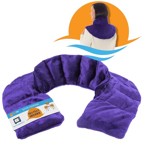 SunnyBay Microwave Heating Pad, Microwavable Heated Neck and Shoulder Wrap with Extra Coverage for Upper Back Pain Relief, Odorless Weighted Dual Purpose Cape for Moist Hot or Cold Therapy, Purple - color: Wrap - Purple