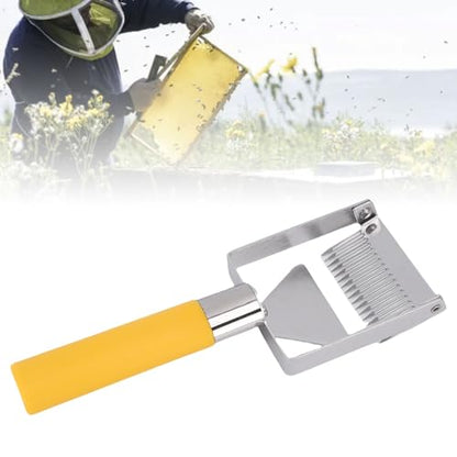Adjustable Honey Uncapping Fork, Stainless Steel Honeycomb Honey Scraper with Plastic Handle, Beekeeping Equipment Tool for Efficient Honey Extraction, Rustproof and