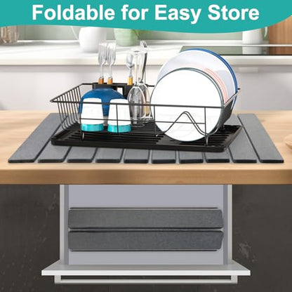 3 Pcs Large Stone Drying Mats for Kitchen Counter Diatomaceous Earth Dish Fast Dry Stone Sink Mat Dish Drying Matt Pad Water Absorbing Bathroom Trays Kitchen Countertop Diatomite Dish Draining Mat - color: Dark Gray