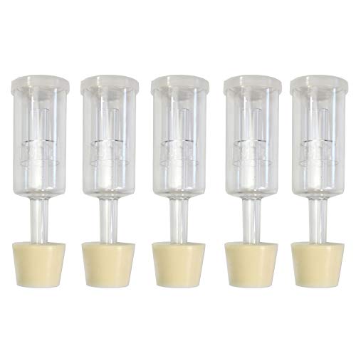 (5 Pack) Three-Piece Airlock and Drilled #6 Stopper Fermentation Beer Making Wine Making Kombucha Fits Gallon Jugs (5)