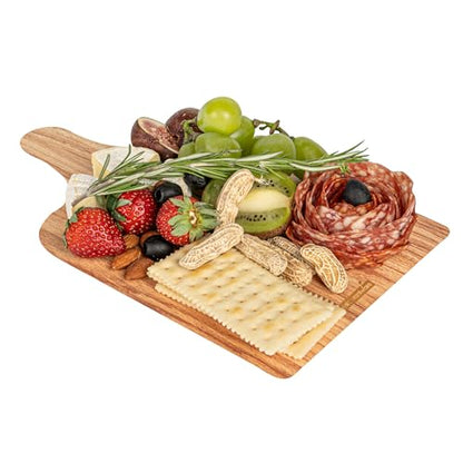 Restaurantware Cater Tek 11.8 x 7 Inch Charcuterie Boards 10 Faux Wood Cheese Boards - WIth Handle Stackable Paper Cardboard Charcuterie Boards Disposable For Serving At Catered Events