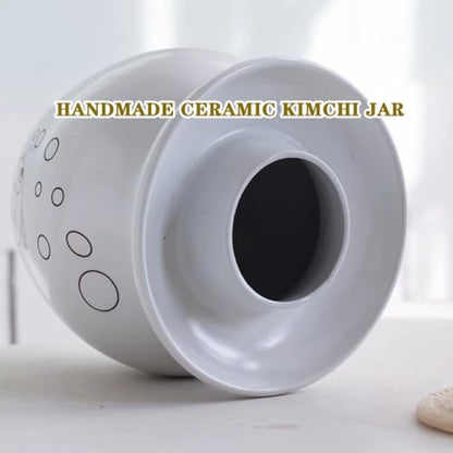 Simple Fish Pattern Pickle Jars, Traditional Water-Sealed Fermentation Crock, Household Ceramic Storage Containers, Decorative Furniture(7kg/246.9oz) - size: 7kg/246.9oz