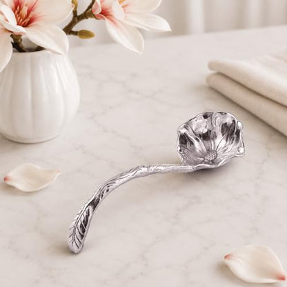 Arthur Court Magnolia Pattern Aluminum Serving Ladle - Elegant Punch/Soup Ladle for Entertaining - 12.5 Inch Long - size: 12.5 inches Magnolia