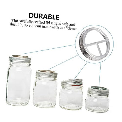 4pcs Jar Lid Replacement Bands Wide Mouth Stainless Steel Toothbrush Cup Lids