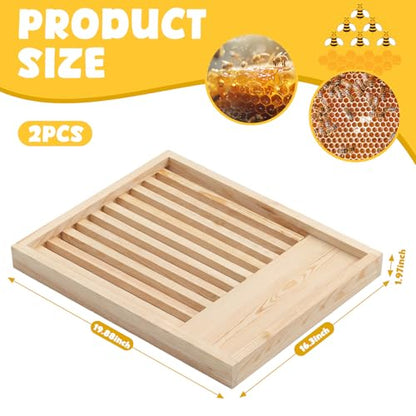 Leinuosen 2 Pack 10 Frame Slatted Rack for Beekeepers, Beehive Slatted Rack Assembled, Wood Hive Equipment, Durable Beekeeping Supplies for Beekeeping Tool (19.9 x 16.3 x 1.97 Inch)