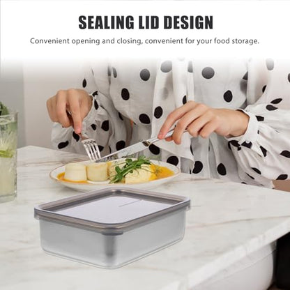 ULTECHNOVO Stainless Steel Cheese Keeper Box for Refrigerator Airtight Food Storage Container for Butter Sliced Cheese Ham and Sausage Freshness Preserving Stylish and Practical Design