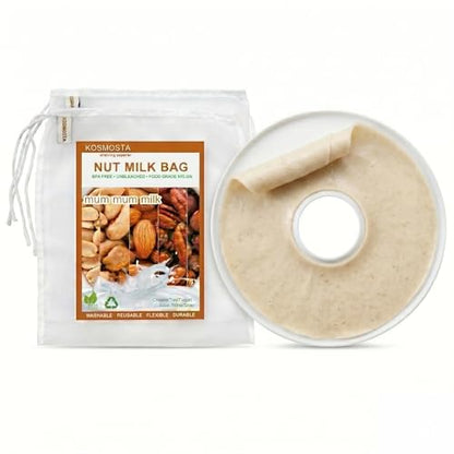 2 Pack Nut Milk Bags with Fruit Roll Sheets, 100 Micron Reusable Nylon Food Strainers Bags Multi-use Food Grade Almond Milk Filter Bags, Fine Mesh Nylon Cheesecloth & Cold Brew Coffee Filter - size: Medium 9.5X11inch