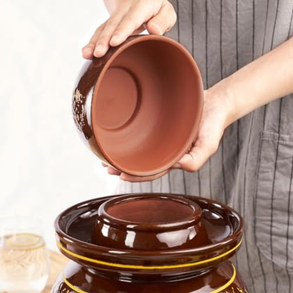 Ceramic Pickle Jar with Lids,Large Traditional Chinese Porcelain Pickle Jar Pickling Jars,Ceramic Fermentation Crock with Water Seal Airlock Lid,Sauerkraut Crock 4L (5L - size: 5L