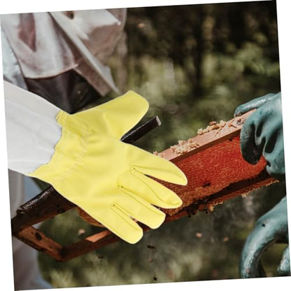 VICASKY Elastic Cuffs Beekeeping Gloves Long Sleeve Bee Keeper Safety Gear Leather and Canvas Multipurpose