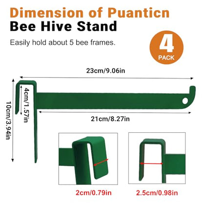 Beehive Frame Holder, 4 Pcs Green Stainless Beehive Inspection Bracket, Bee Hive Stand, Bee Hives Boxes Starter Kit, Beekeeping Frame Support Bracket, Beehive Frame Perch, Beekeeping Supplies - color: GreenA-4pcs