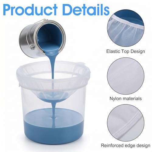 30 Pieces Paint Strainer Bags 5 Gallon, White Regular Fine Mesh Paint Filters Strainer 5 Gal with Elastic Top Opening Nylon Filter Bag for Painting, Gardening, Plant Protection