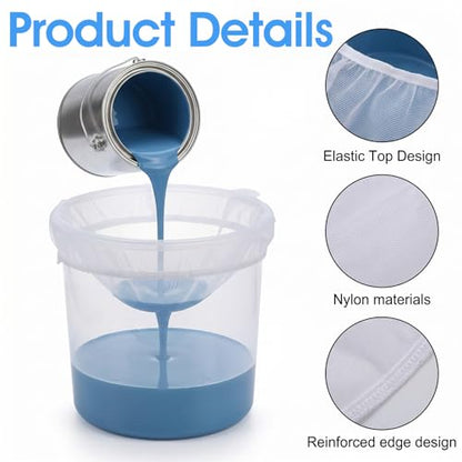30 Pieces Paint Strainer Bags 5 Gallon, White Regular Fine Mesh Paint Filters Strainer 5 Gal with Elastic Top Opening Nylon Filter Bag for Painting, Gardening, Plant Protection