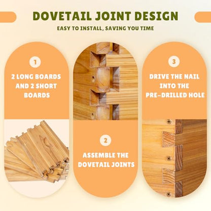 8 Frame Bee Hive Complete Beehive Kit Dipped in Beeswax Include Beehive Frames and Waxed Foundation Sheets for Beekeeping (1 Deep Brood & 1 Medium Super Bee Boxes) - size: 2 layer