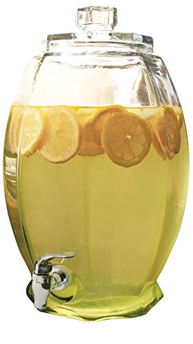 Circleware Cranston Beverage Dispenser with Glass Lid, Sun Tea Jar with Spigot Kitchen Entertainment Glassware Drink Water Pitcher for Juice, Wine, Kombucha and Cold Drinks, Clear, Huge 3 Gallon