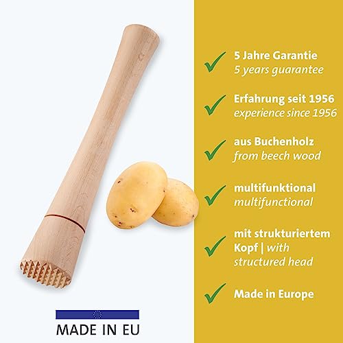 Westmark Fermentation Masher - Heavy Duty Hand Tamper Ideal for Kimchi, Sauerkraut and Fermenting Fermentation Food Effortless Use - Beech Wood - size: Länge: 23,5 cm