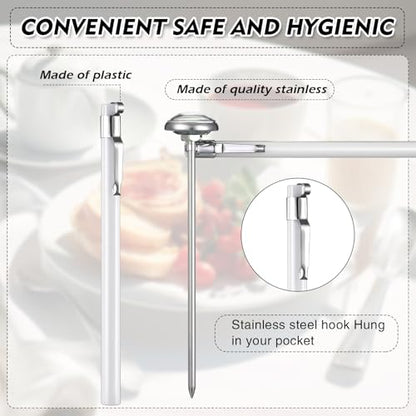 Xuhal 6 Pcs Stainless Steel Kitchen Thermometer with 5 Inch Long Stem 1 Inch Dial Thermometer Milk Frothing Food for Oven Probe Meat Grill BBQ Cooking Chocolate Water(White) - color: White