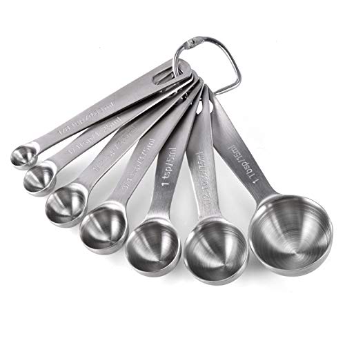 U-Taste 18/8 Stainless Steel Measuring Spoons Set: 7 Piece - 1/8, 1/4, 1/2, 3/4 tsp, 1 tsp, 1/2 & 1 tbsp for Dry & Liquid Ingredients - size: M-7 pcs