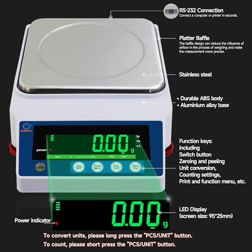 Large Range Lab Scale - 6kg Precision Electronic Digital Analytical Balance Scale - size: 6kg/0.01g