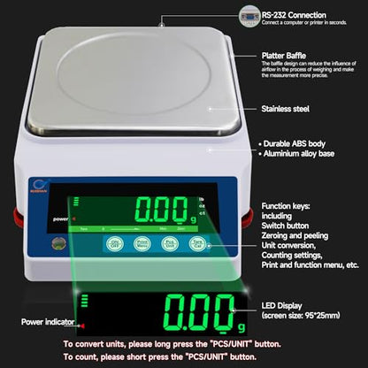 Large Range Lab Scale - 6kg Precision Electronic Digital Analytical Balance Scale - size: 6kg/0.01g