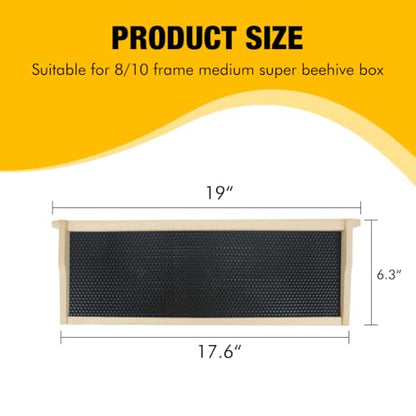 Honey Lake Medium Beehive Frames and Foudations Kit,10 Pack Super Bee Frames with Beeswax Coated Food Grade Plastic Foundations for Beekeeping (Black) - color: 10Pack-Black