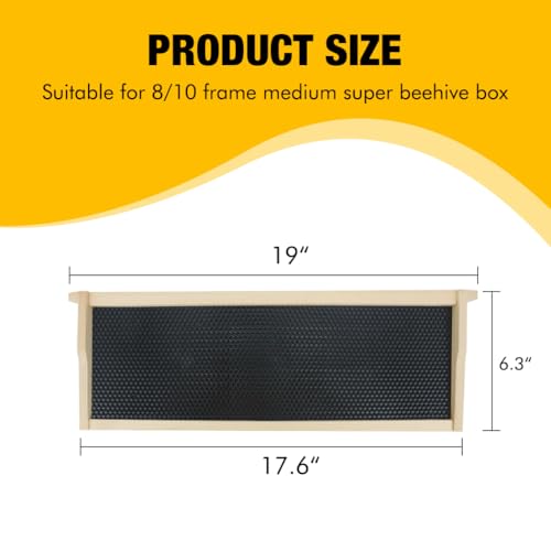 Honey Lake Medium Beehive Frames and Foudations Kit,10 Pack Super Bee Frames with Beeswax Coated Food Grade Plastic Foundations for Beekeeping (Black) - color: 10Pack-Black