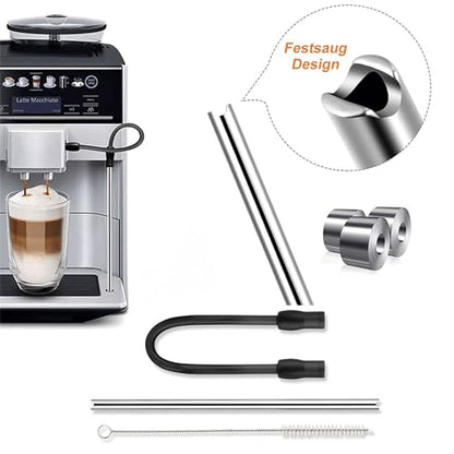 Coffee Machine Replacement Tube Set with 6.8in Cleaning Brush for Frother and 8.6in Automatic Coffee Machine Milk Replacement Hose Compatibility with Siemen Coffee Machine