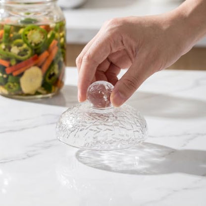 Operitacx Fermentation Glass Weights: Easy Grip Handle Fermenting Weights for Pickling - 229g - 2.87inch Wide Mouth Canning Fermenting Pickling Sourkrout Fermentation - size: 7.30X7.30X5.00CM