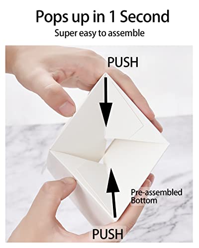 Happyhiram Gold Foil Cupcake Boxes 50 Pcs, Individual Cupcake Box for Graduation Party Single Cupcake Containers Cardboard Holders with Window and Insert Cocoa Bombs Packaging Togo Boxes - color: Gold White, size: 50-Count