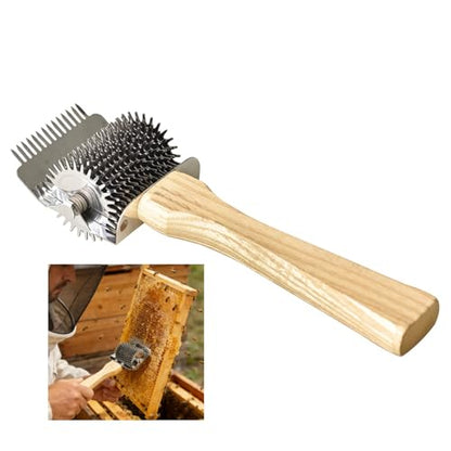 3-in-1 Multi-Function Gear Uncapping Fork, Roller Needle Drum Type Uncapping Tool, Professional Stainless Steel Honey Harvesting Tool to Boost Honey Collection Efficiency for Beekeepers