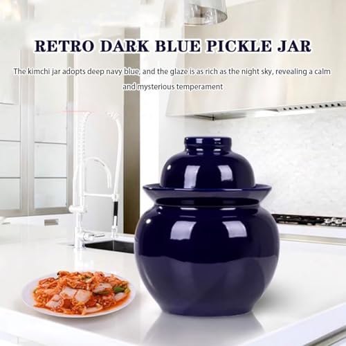 Traditional Water-Sealed Pickle Jar, Large-Diameter Portable Fermentation Crock, Pickled Korean Kimchi, High-Temperature Firing, Hand-Glazed(3.5kg/123.4oz) - size: 3.5kg/123.4oz