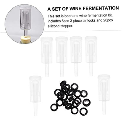 LABRIMP 1set Three-piece Silicone One-way Fermentation Stopper Kit for Home Brewing Food-grade Silicone Lids for Wine Beer and Juice Fermentation