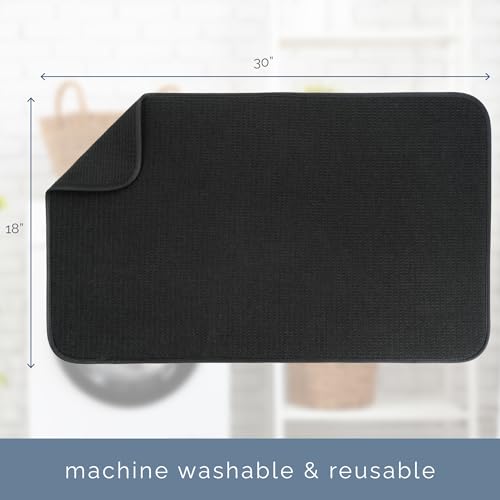 S&T INC. Dish Drying Mat Jumbo, 18” x 30”, Absorbent Microfiber Kitchen Counter Mat, Dish Drying Pad for Dishes, Utensils, Pots and Pans, Jumbo, Black - size: 18" x 30"