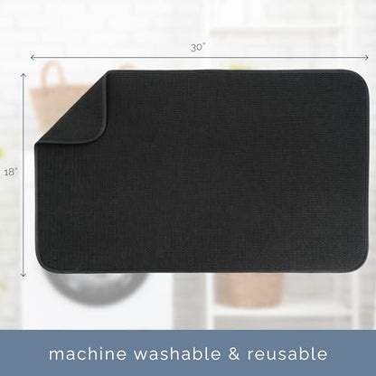 S&T INC. Dish Drying Mat Jumbo, 18” x 30”, Absorbent Microfiber Kitchen Counter Mat, Dish Drying Pad for Dishes, Utensils, Pots and Pans, Jumbo, Black - size: 18" x 30"