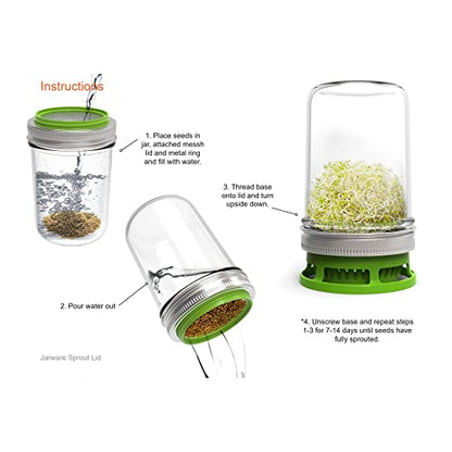 Jarware Mason Jar Lid, Seed Sprouting Lids For Wide Mouth Mason Jars, Set of 2 - size: Wide Mouth, style: Seed Sprouter