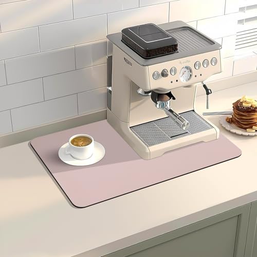 Coffee Bar Mat for Countertop, 12" x 19” Super Absorbent Dish Drying Mat, Kitchen Counter Mat Fits Under Coffee Maker or Machine, Pink Kitchen Decor and Accessories for Dish Drying Rack - color: Pink, size: 19" x 12"