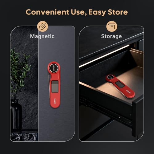 Rechargeable 0.5 Sec Reading Instant Read Meat Thermometer for Cooking, Digital Food Thermometer with High Precision Sensor, 1.42" Big Screen Waterproof Magnetic Meat Thermometer for Steak Fry Candy