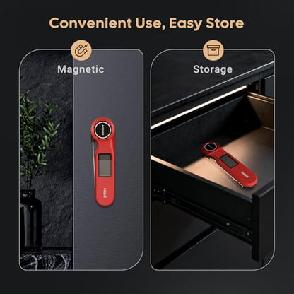 Rechargeable 0.5 Sec Reading Instant Read Meat Thermometer for Cooking, Digital Food Thermometer with High Precision Sensor, 1.42" Big Screen Waterproof Magnetic Meat Thermometer for Steak Fry Candy