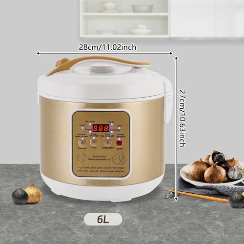 6L Black Garlic Fermenter 90W Automatic Intelligent Fermentation Box with Inner Pot and Garlic Shelf, 7-12 Days Black Garlic Sweet Rice Wine Maker Natto Yogurt Fermentation Pot 110V 60HZ