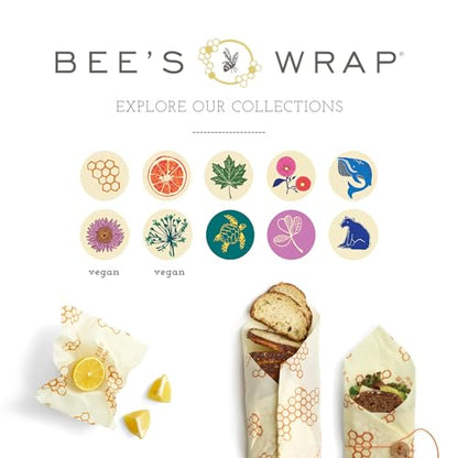 Bee's Wrap Vegan Beeswax Wraps for Food - Cut to Size 14x52" Beeswax Wrap Roll - Plastic Free Made in USA Reusable Natural Food Wrap - Herb Garden - style: Vegan Herb Garden